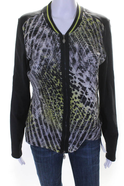 Gerry Weber Womens Abstract Print Full Zipper Cardigan Sweater Gray Size EUR 40