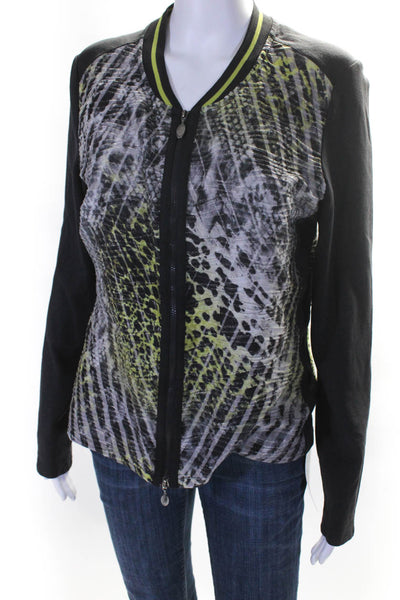 Gerry Weber Womens Abstract Print Full Zipper Cardigan Sweater Gray Size EUR 40