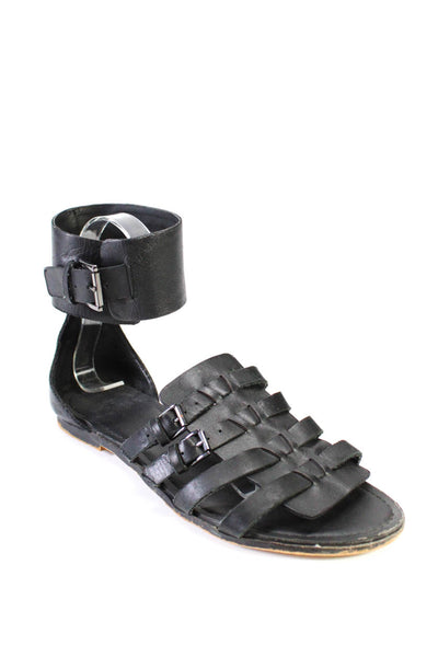 Joes Jeans Womens Gladiator Strappy Sandals Black Leather Size 8.5M
