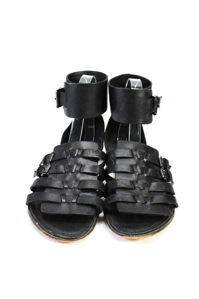 Joes Jeans Womens Gladiator Strappy Sandals Black Leather Size 8.5M