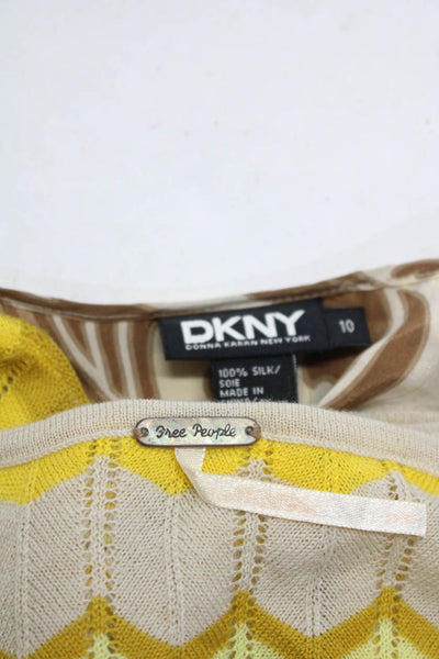 DKNY Free People Womens Blouses Tops Sweater Beige Size 10 S Lot 2