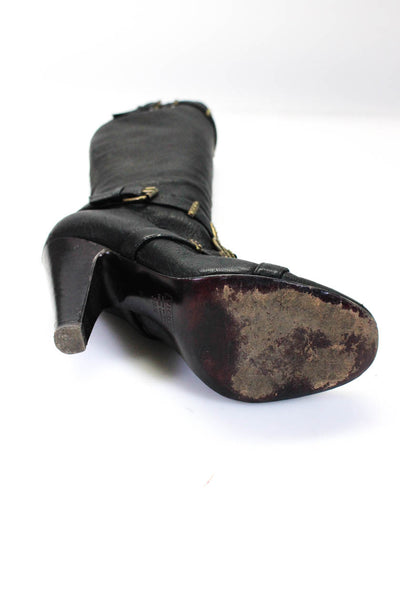 Giuseppe Zanotti Womens Leather Buckle Up High Heel Boots Black Size 8.5