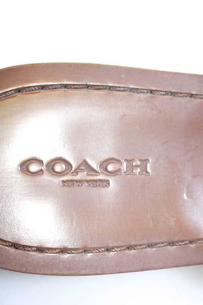Coach Womens Leather Gold Tone Platform Flip Flops Sandals Yellow Size 9.5