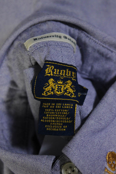 Ralph Lauren Rugby Womens Cotton Long Sleeve Button Down Shirt Denim Blue Size 4