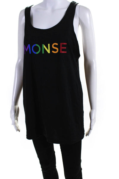 Monse Womens Cotton Jersey Knit Graphic Print Racerback Tank Top Black Size M