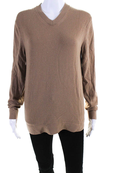 Theory Womens Cashmere Knit Long Sleeve V-Neck Sweater Chestnut Brown Size PP