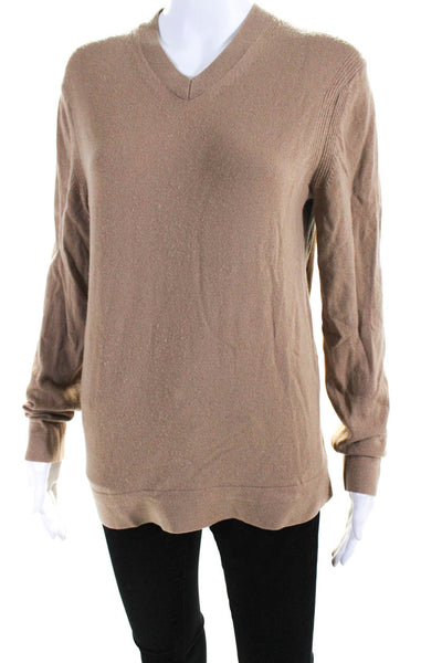 Theory Womens Cashmere Knit Long Sleeve V-Neck Sweater Chestnut Brown Size PP