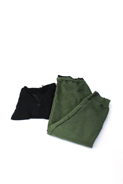 John Varvatos Koral Womens Henley Shirt Jogger Pants Black Green Size M S Lot 2