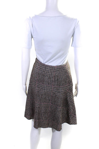Brunello Cucinelli Womens Drop Waist Plaid Tweed Mini Skirt Brown Pink Size 4