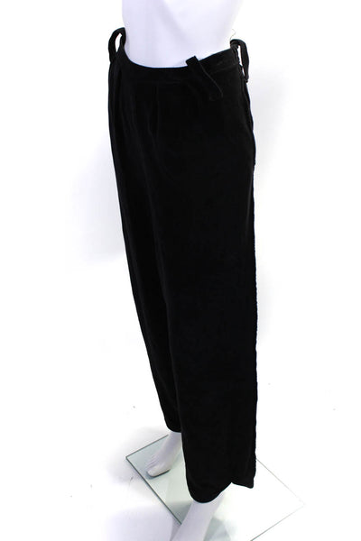 Sonia Rykiel Womens Cotton Ruched Elastic Waist Straight Leg Pants Black Size 2