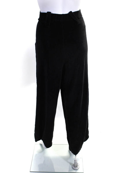 Sonia Rykiel Womens Cotton Ruched Elastic Waist Straight Leg Pants Black Size 2