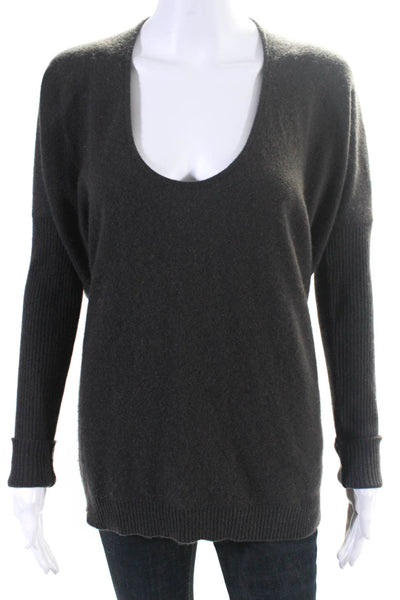 Velvet Womens Pullover Scoop Neck Boxy Cashmere Sweater Gray Size Small