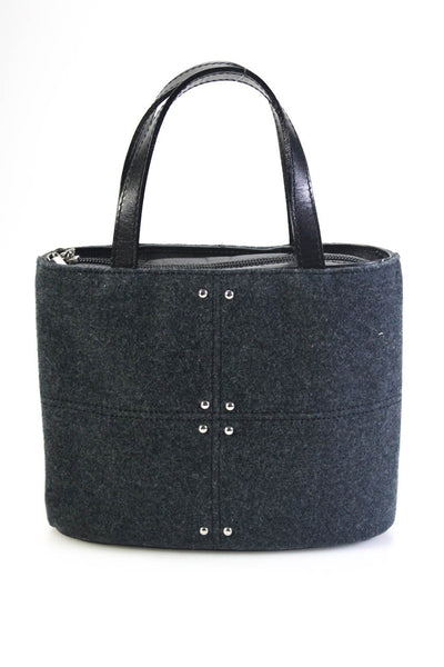 Bloomingdale's Womens Leather Trim Studded Small Shoulder Handbag Gray Black