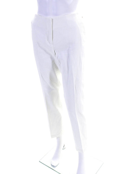 Tom K Nguyen Womens High Waist Ribbed Zip Ankle Straight Pants White Size 8