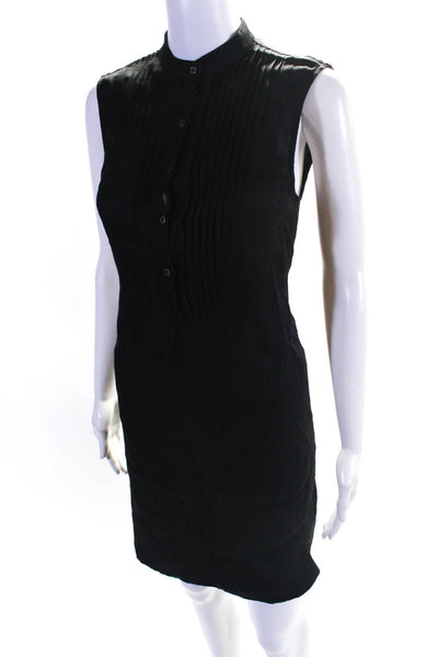 ATM Anthony Thomas Melillo Womens Henley Pleated Bodice Tunic Dress Black Size S