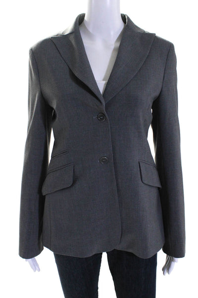 BCBGMaxazria Women's Long Sleeve Lined Two-Button Blazer Jacket Gray Size S