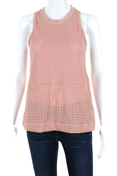Adidas by Stella McCartney Womens Striped Trim Perforated Tank Top Nude Size XS