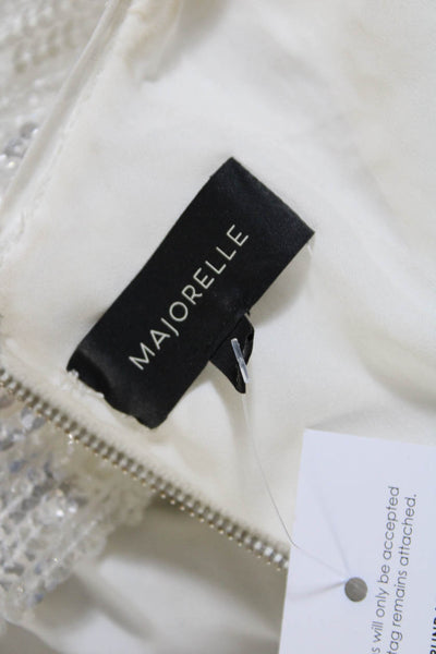 Majorelle Women's Long Sleeve V-Neck Sequin Mini Dress Silver Size S