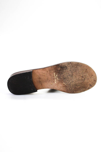 Beverly Feldman Leather Rhinstone Motif Thong Sandals Brown Size 8