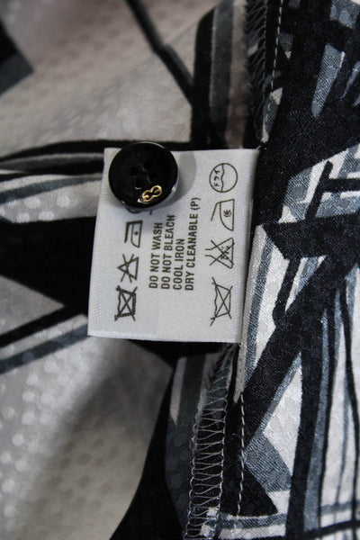 Escada Women's Silk Long Sleeve Button Down Abstract print Blouse White Size 36