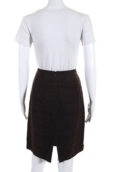 Milly Women's Lined Textured Back Slit Pencil Skirt Brown Size 10