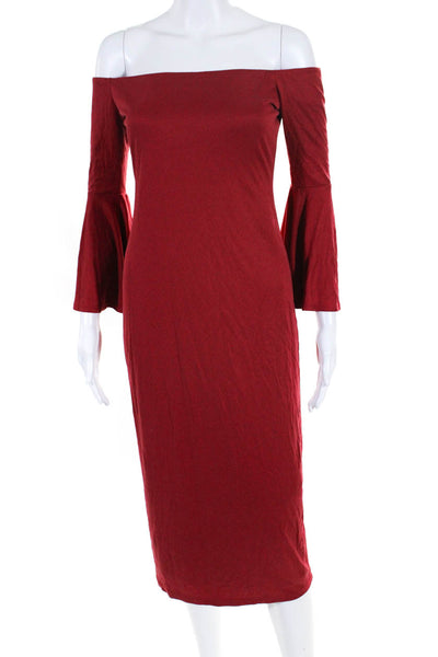 House of Harlow 1960 Womens Off The Shoulder Body Con Dress Red Size Small