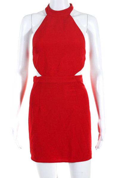 NBD X The Naven Twins Womens Halter Neck Open Back Dress Red Size Small