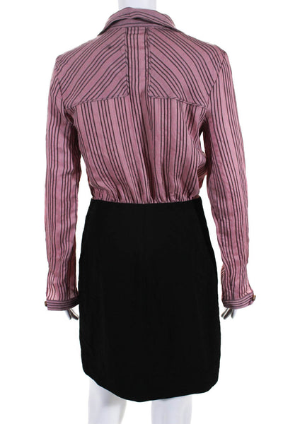 House of Harlow 1960 Womens Striped Faux Wrap Dress Pink Black Size Small