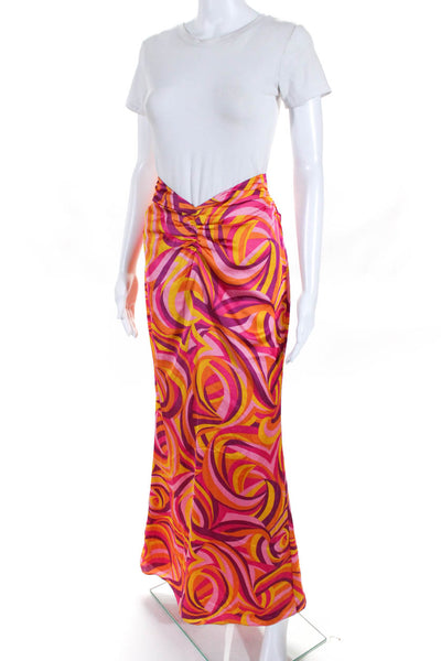 House of Harlow 1960 Womens Silk Maxi Skirt Multi Colored Size Small