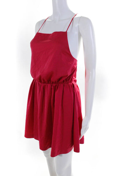 NBD Women's Spaghetti Straps Fit Flare Mini Dress Pink Size S