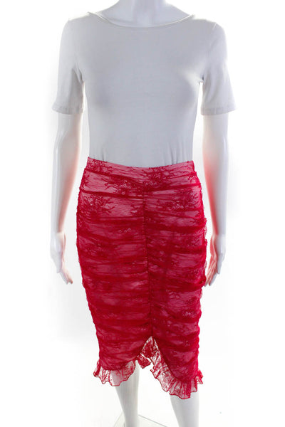 Majorelle Women's Zip Closure A-Line Lace Midi Skirt Red Size S