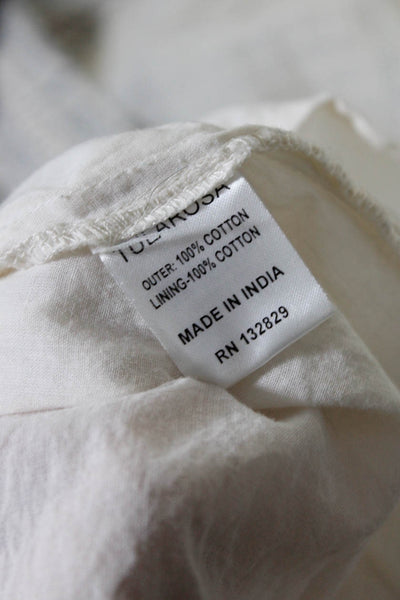 Tularosa Womens Geometric Print Half Sleeve V Neck Tunic Dress White Blue Size S