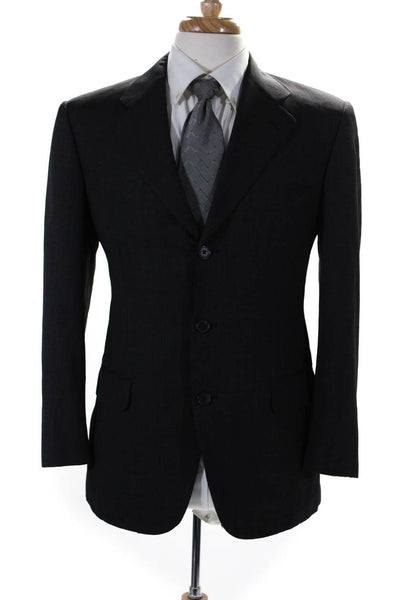 Belvest Mens Wool Buttoned Textured Long Sleeve Darted Blazer Gray Size EUR48