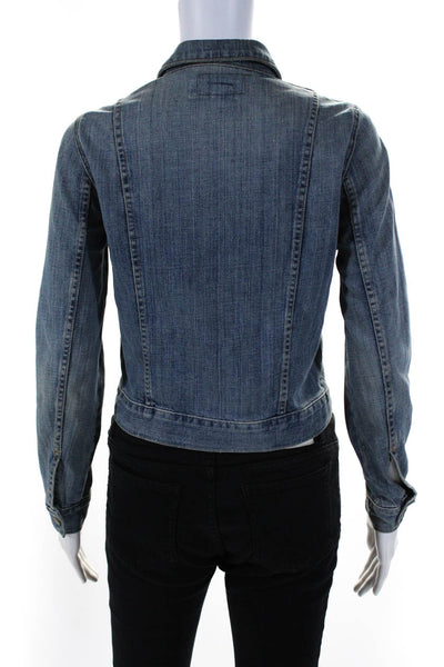 Current/Elliott Womens Snap Button Collared Long Sleeve Denim Jacket Blue Size 1