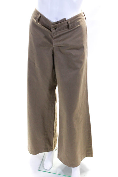 Ralph Lauren Collection Womens Cotton Buttoned Wide Leg Dress Pants Brown Size 4