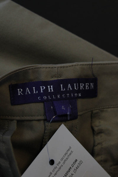 Ralph Lauren Collection Womens Cotton Buttoned Wide Leg Dress Pants Brown Size 4