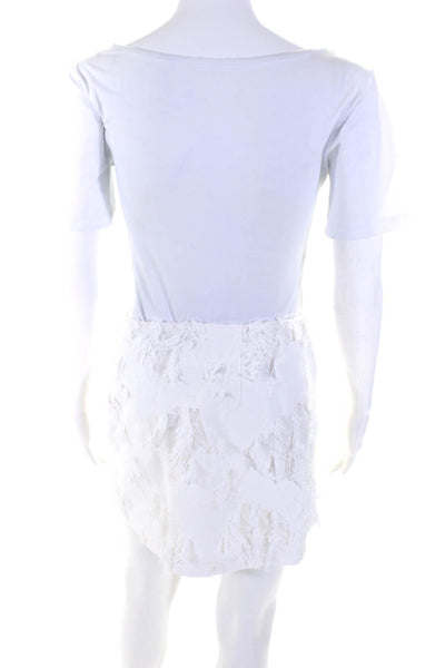 Milly Womens Fringed Distressed Zippered Lined Short A Line Skirt White Size 2