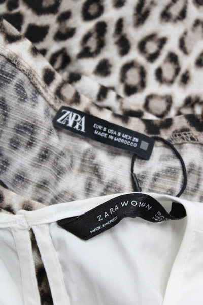 Zara Women's Long Sleeve Ruffle Trim Blouse White Size XS S, Lot 2