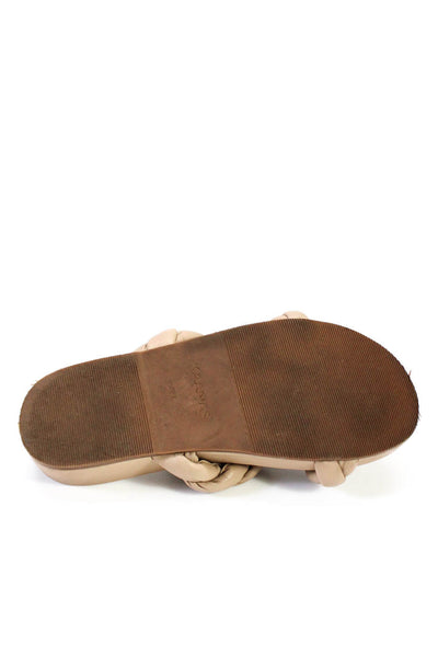 Kaanas Women's Leather Open Toe Twisted Strap Sandals  Beige Size 6