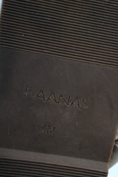 Kaanas Women's Leather Open Toe Twisted Strap Sandals  Beige Size 6