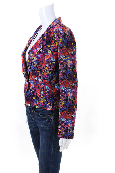 Joie Women's Lined Silk Abstract Print Notched Lapel Blazer Multicolor Size S