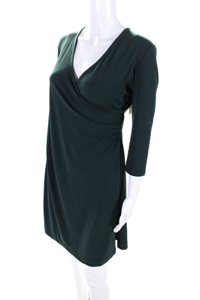 Lark & Ro Women's Half Sleeve V Neck Knee Length Sheath Dress Green Size 8