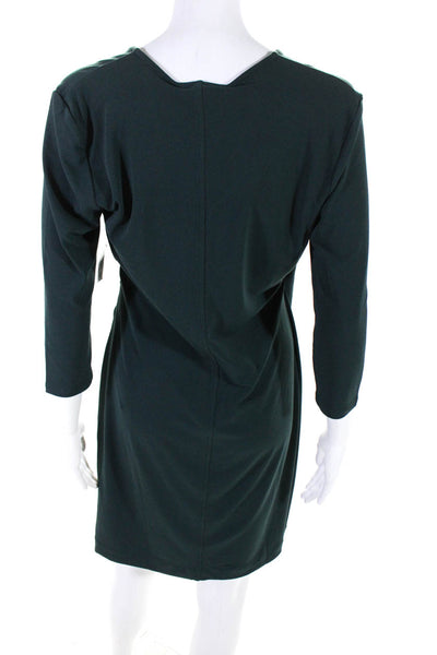 Lark & Ro Women's Half Sleeve V Neck Knee Length Sheath Dress Green Size 8