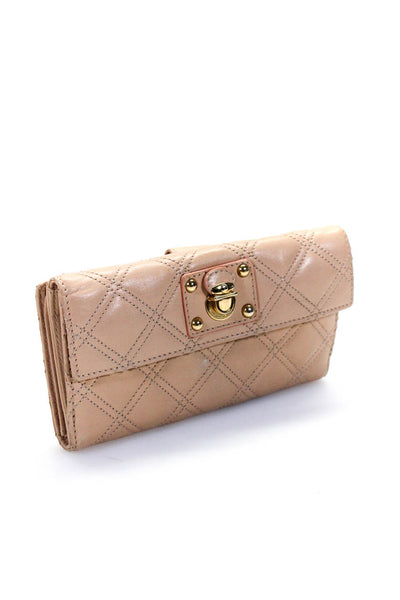 Marc Jacobs Women's Quilted Leather Trifold Wallet Beige