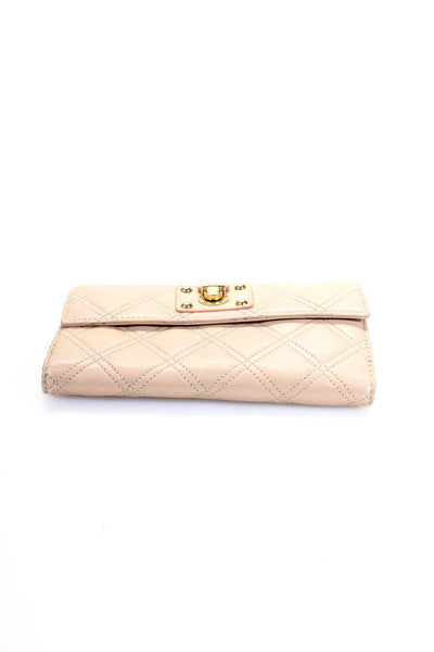 Marc Jacobs Women's Quilted Leather Trifold Wallet Beige