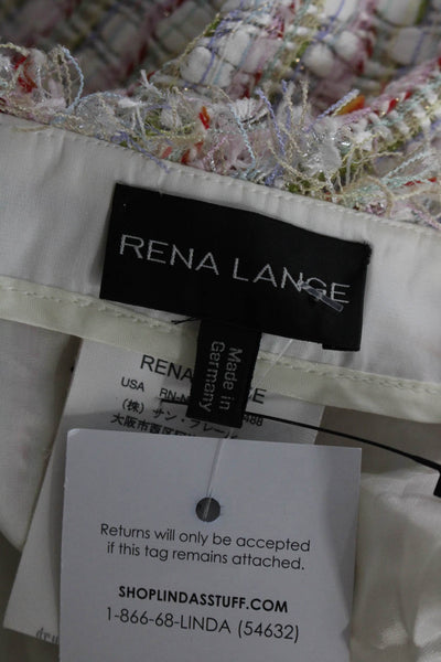 Rena Lange Womens Tweed Side Zip Knee Length Pencil Skirt Multicolor Size 8