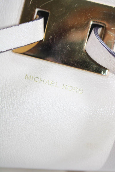 Michael Kors Womens Drawstring Leather Shoulder Bag Crossbody Handbag Beige