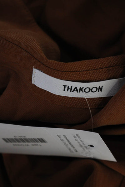 Thakoon Womens Long Sleeve Wrap Twill Midi Shirt Dress Brown Size 0