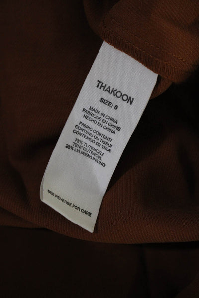 Thakoon Womens Long Sleeve Wrap Twill Midi Shirt Dress Brown Size 0