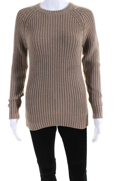 Michael Michael Kors Womens Cotton Thick-Knit Long Sleeve Sweater Brown Size 2XS